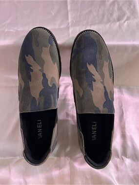 Vaneli Camouflage Slip-On Loafers in Olive and Navy